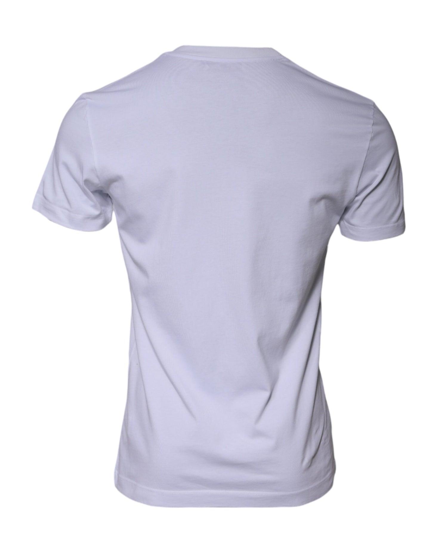 Dolce &amp; Gabbana White Logo Print Cotton Crew Neck T-shirt