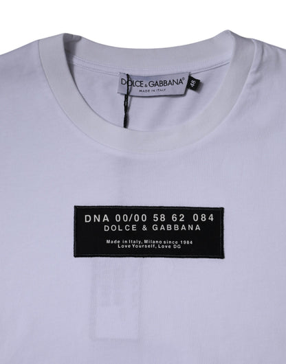 Dolce &amp; Gabbana White Logo Print Cotton Crew Neck T-shirt