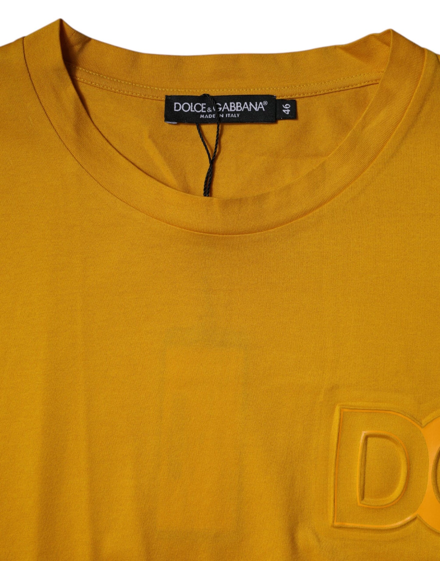 Dolce &amp; Gabbana Dark Yellow Logo Crew Neck Short Sleeves T-shirt