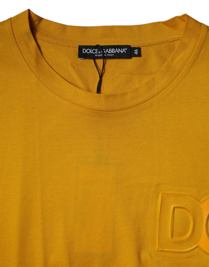 Dolce &amp; Gabbana Dark Yellow Logo Crew Neck Short Sleeves T-shirt