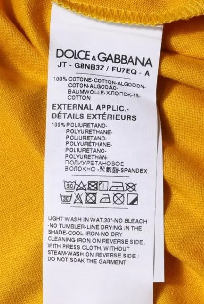 Dolce &amp; Gabbana Dark Yellow Logo Crew Neck Short Sleeves T-shirt
