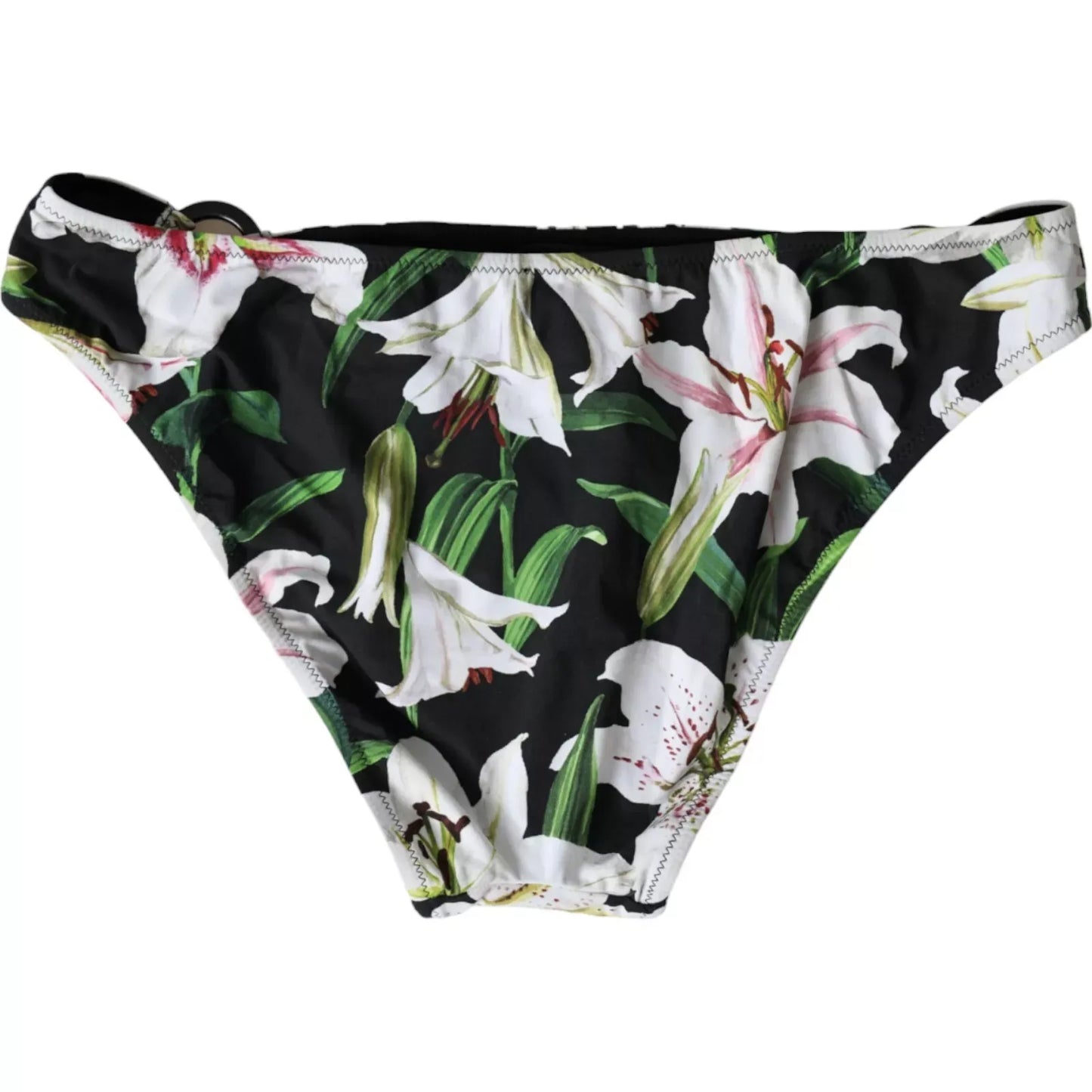 Dolce &amp; Gabbana Bikini de playa con parte inferior de traje de baño con estampado de lirios negros