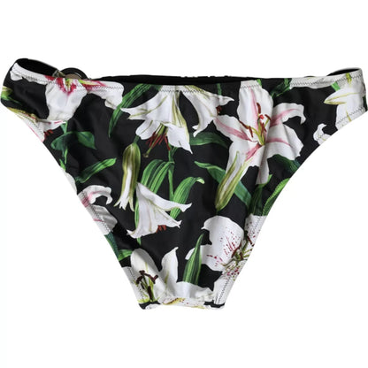 Dolce &amp; Gabbana Bikini de playa con parte inferior de traje de baño con estampado de lirios negros