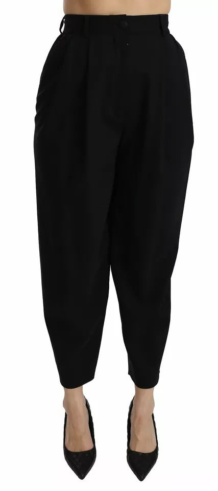Dolce & Gabbana Black Wool High Waist Pleat Front Cropped Pants – IT40|S par Dolce & Gabbana | Disponible sur Sandy Store ByNet