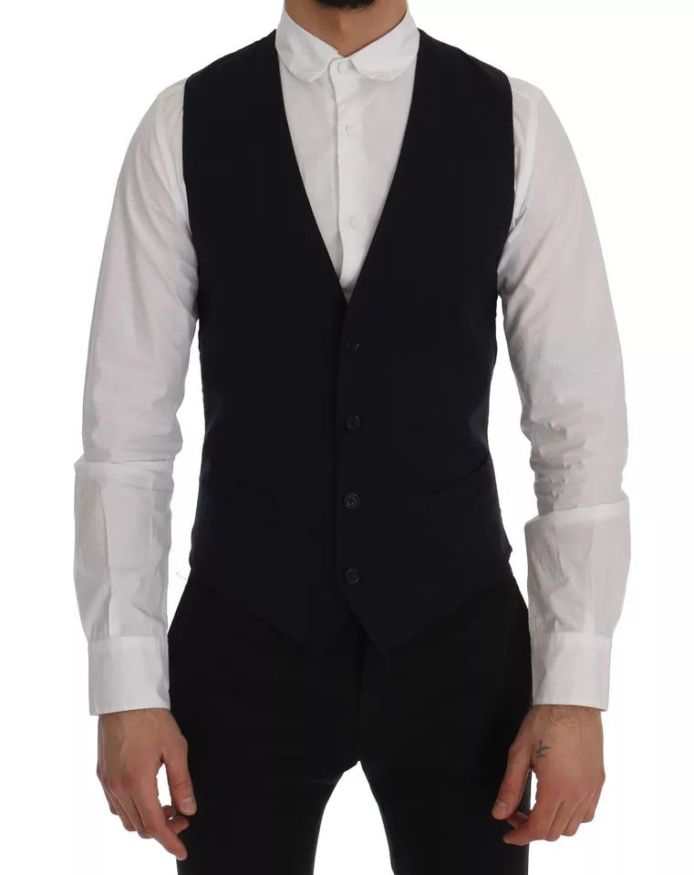 Dolce & Gabbana Blue Waistcoat Wool Stretch STAFF Vest – IT54 | XL par Dolce & Gabbana | Disponible sur Sandy Store ByNet