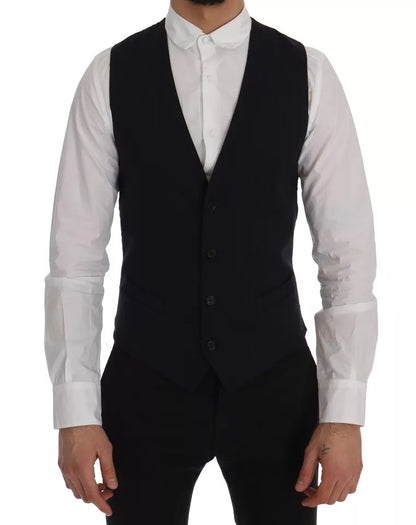 Dolce & Gabbana Blue Waistcoat Wool Stretch STAFF Vest – IT54 | XL par Dolce & Gabbana | Disponible sur Sandy Store ByNet