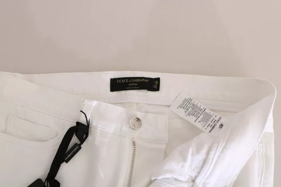 Dolce & Gabbana White Crystal Embellished Skinny Jeans – IT36 | XS par Dolce & Gabbana | Disponible sur Sandy Store ByNet