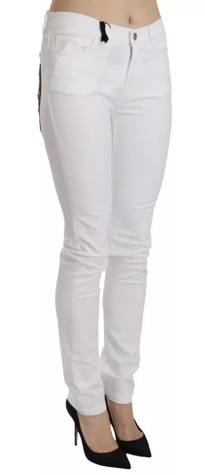 Dolce & Gabbana White Crystal Embellished Skinny Jeans – IT36 | XS par Dolce & Gabbana | Disponible sur Sandy Store ByNet