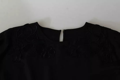 Blusa de seda con bordado floral negro de Dolce &amp; Gabbana