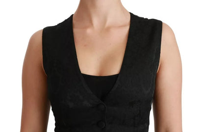 Gilet en dentelle noire Dolce &amp; Gabbana, gilet slim, haut en soie