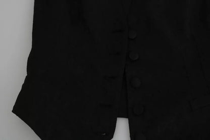 Gilet en dentelle noire Dolce &amp; Gabbana, gilet slim, haut en soie