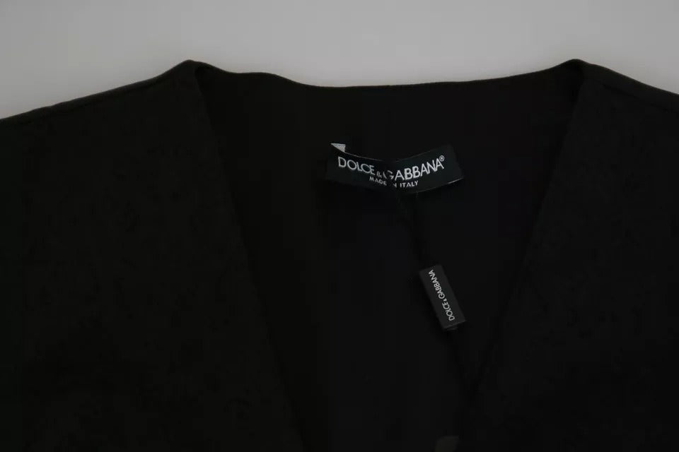 Gilet en dentelle noire Dolce &amp; Gabbana, gilet slim, haut en soie