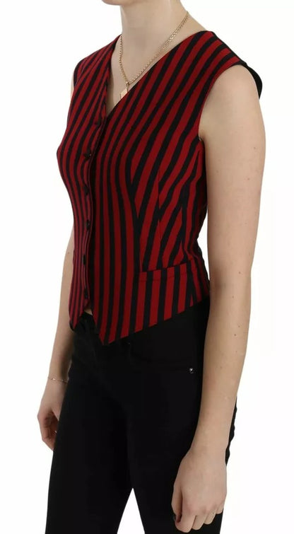 Dolce & Gabbana Red Black Stripe Vest Waistcoat Blouse Top – IT40|S par Dolce & Gabbana | Disponible sur Sandy Store ByNet