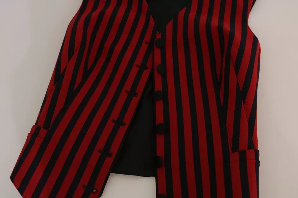 Dolce & Gabbana Red Black Stripe Vest Waistcoat Blouse Top – IT40|S par Dolce & Gabbana | Disponible sur Sandy Store ByNet