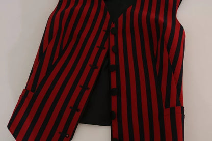 Dolce & Gabbana Red Black Stripe Vest Waistcoat Blouse Top – IT40|S par Dolce & Gabbana | Disponible sur Sandy Store ByNet