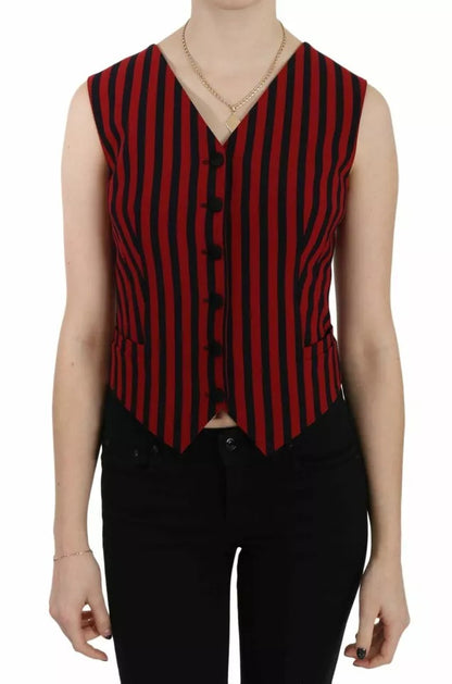 Dolce & Gabbana Red Black Stripe Vest Waistcoat Blouse Top – IT40|S par Dolce & Gabbana | Disponible sur Sandy Store ByNet