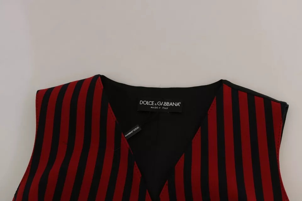 Dolce & Gabbana Red Black Stripe Vest Waistcoat Blouse Top – IT40|S par Dolce & Gabbana | Disponible sur Sandy Store ByNet