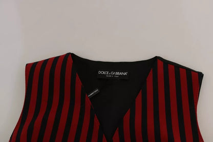 Dolce & Gabbana Red Black Stripe Vest Waistcoat Blouse Top – IT40|S par Dolce & Gabbana | Disponible sur Sandy Store ByNet