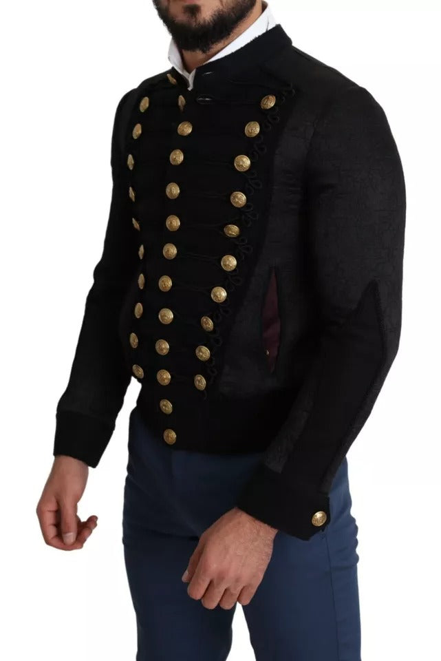Dolce & Gabbana Black Button Embellished Military Jacket – IT44 | XS par Dolce & Gabbana | Disponible sur Sandy Store ByNet