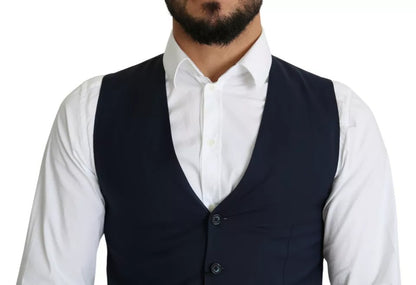 Dolce & Gabbana Navy Blue Men Formal Dress Waistcoat Vest – IT46 | S par Dolce & Gabbana | Disponible sur Sandy Store ByNet