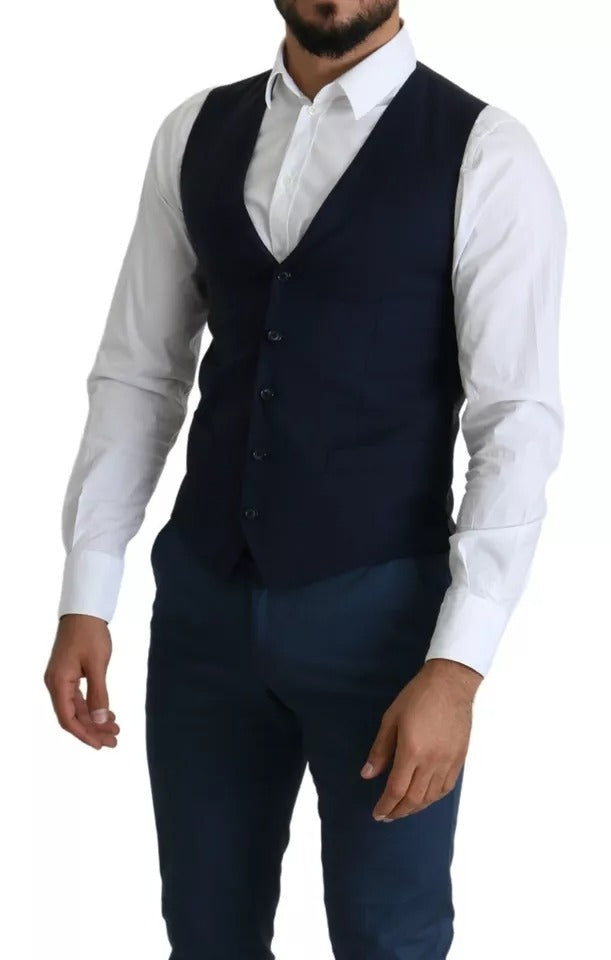 Dolce & Gabbana Navy Blue Men Formal Dress Waistcoat Vest – IT46 | S par Dolce & Gabbana | Disponible sur Sandy Store ByNet