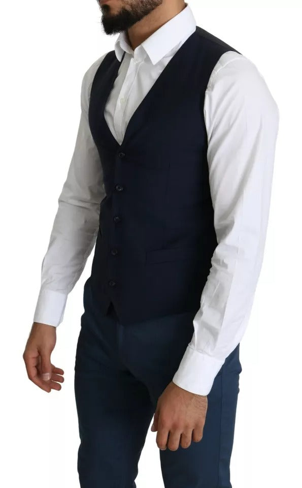 Dolce & Gabbana Navy Blue Men Formal Dress Waistcoat Vest – IT46 | S par Dolce & Gabbana | Disponible sur Sandy Store ByNet