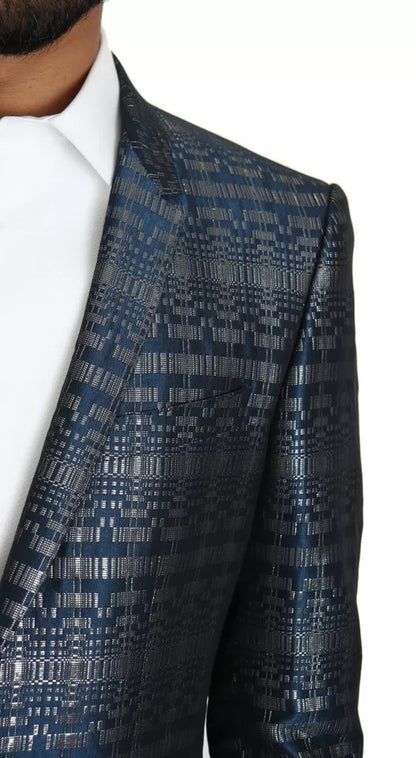 Dolce & Gabbana Blue Silver Shiny 2 Piece Slim GOLD Suit – IT46 | S par Dolce & Gabbana | Disponible sur Sandy Store ByNet