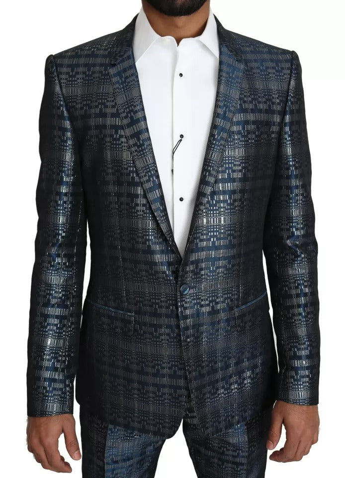 Dolce & Gabbana Blue Silver Shiny 2 Piece Slim GOLD Suit – IT46 | S par Dolce & Gabbana | Disponible sur Sandy Store ByNet