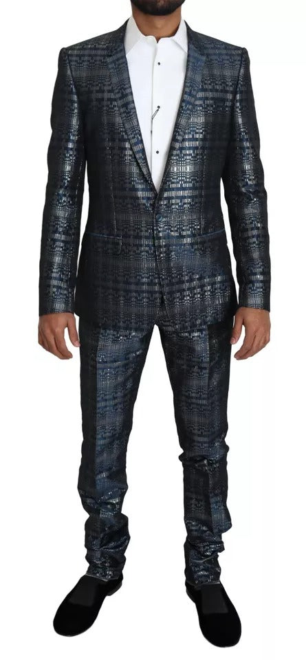 Dolce & Gabbana Blue Silver Shiny 2 Piece Slim GOLD Suit – IT46 | S par Dolce & Gabbana | Disponible sur Sandy Store ByNet