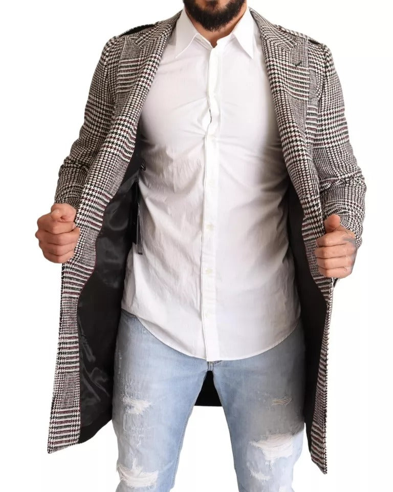 Chaqueta gabardina larga a cuadros grises de Dolce &amp; Gabbana