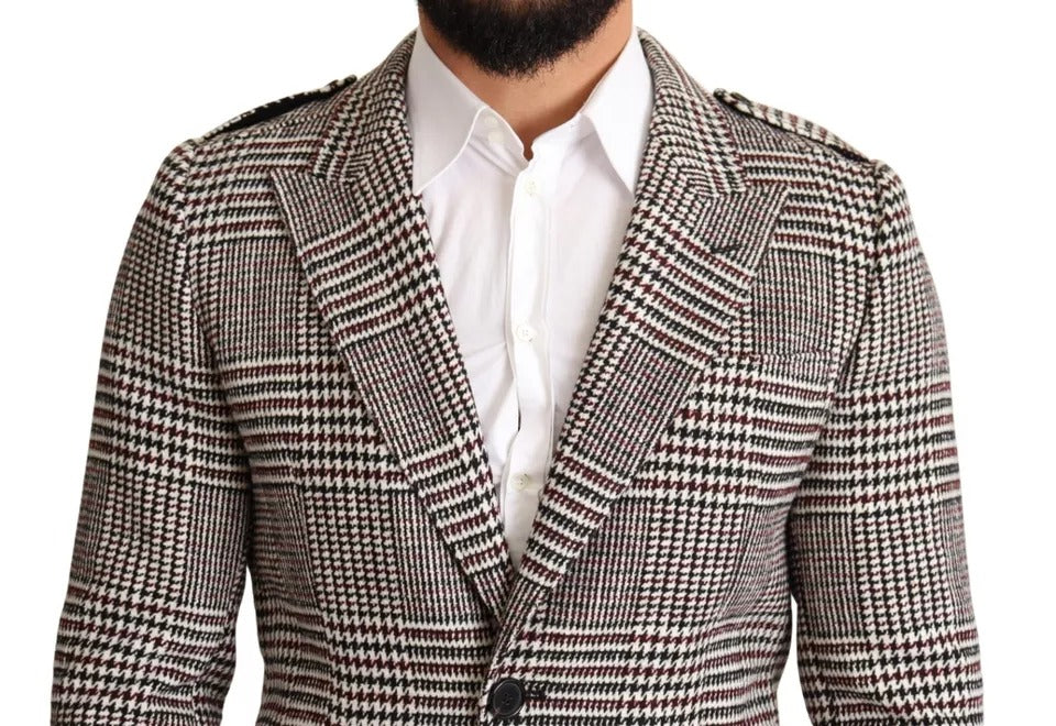 Chaqueta gabardina larga a cuadros grises de Dolce &amp; Gabbana