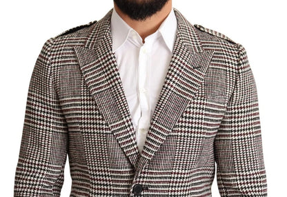 Chaqueta gabardina larga a cuadros grises de Dolce &amp; Gabbana