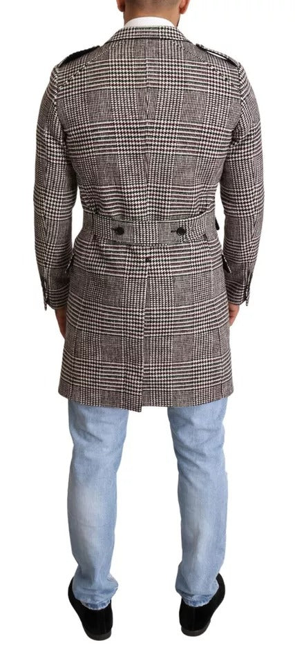 Chaqueta gabardina larga a cuadros grises de Dolce &amp; Gabbana