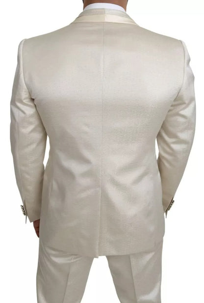 Traje chal SICILIA de 3 piezas en lana beige y crema de Dolce &amp; Gabbana