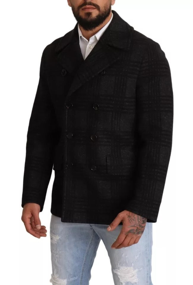 Dolce & Gabbana Black Trench Coat Check Wool Jacket – IT48 | M par Dolce & Gabbana | Disponible sur Sandy Store ByNet
