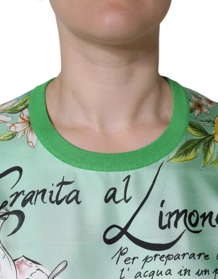 Dolce & Gabbana Green Silk Granita Al Limone Long Sleeves Sweater – IT36 | XS par Dolce & Gabbana | Disponible sur Sandy Store ByNet