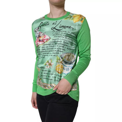 Dolce & Gabbana Green Silk Granita Al Limone Long Sleeves Sweater – IT36 | XS par Dolce & Gabbana | Disponible sur Sandy Store ByNet