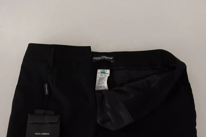 Dolce &amp; Gabbana Black White Stripes Wool Tapered Pants