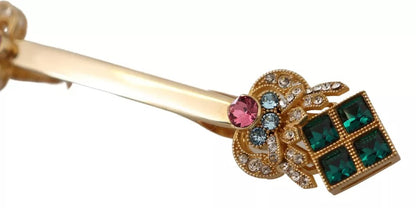 Dolce &amp; Gabbana Gold Plated 925 Sterling Silver Crystal Collar Stop Brooch