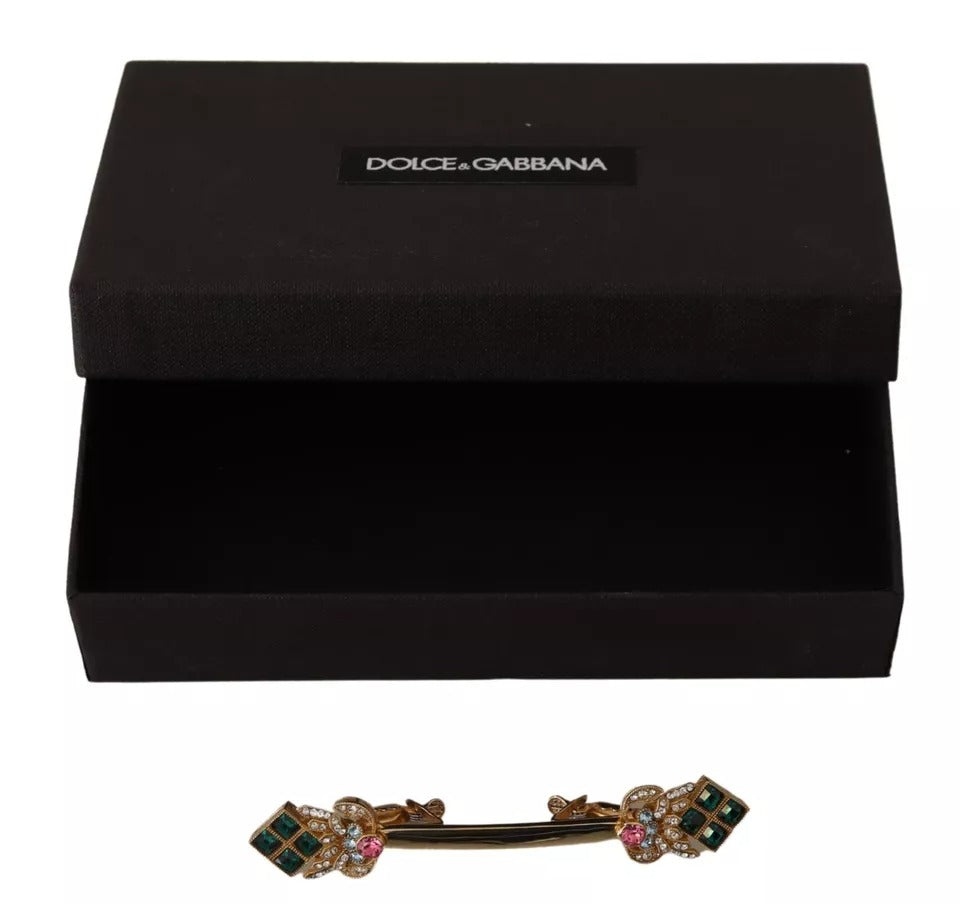 Dolce &amp; Gabbana Gold Plated 925 Sterling Silver Crystal Collar Stop Brooch