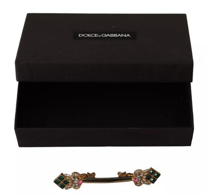 Dolce &amp; Gabbana Gold Plated 925 Sterling Silver Crystal Collar Stop Brooch