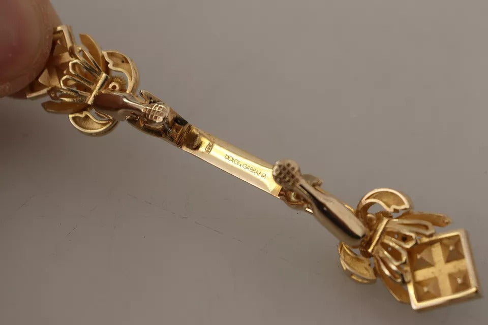 Dolce &amp; Gabbana Gold Plated 925 Sterling Silver Crystal Collar Stop Brooch