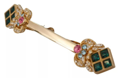 Dolce &amp; Gabbana Gold Plated 925 Sterling Silver Crystal Collar Stop Brooch