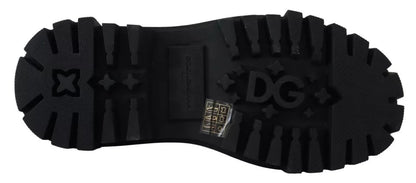 Dolce &amp; Gabbana Zapatos Derby estilo trekking de cuero negro con adornos