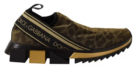 Zapatillas deportivas Dolce &amp; Gabbana Sorrento con estampado de leopardo y purpurina dorada