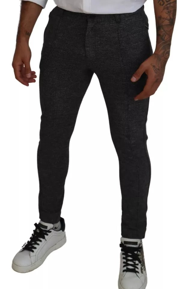 Dolce &amp; Gabbana Gray Chevron Viscose Skinny Pants