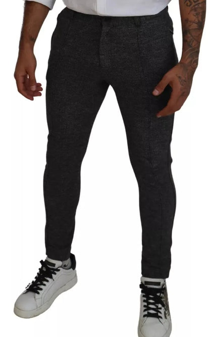 Dolce &amp; Gabbana Gray Chevron Viscose Skinny Pants
