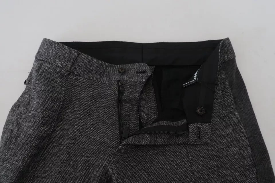 Dolce &amp; Gabbana Gray Chevron Viscose Skinny Pants