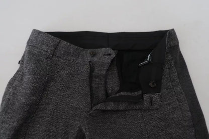 Dolce &amp; Gabbana Gray Chevron Viscose Skinny Pants