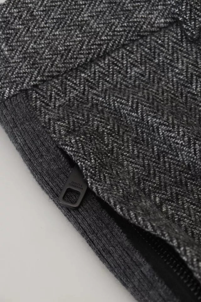 Dolce &amp; Gabbana Gray Chevron Viscose Skinny Pants